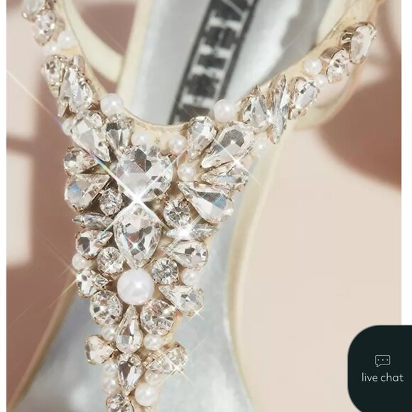 WOMENS CRYSTALS AND PEARLS VAMP T-STRAP SATIN HEELS IN SIZE 8.5 - Picture 3 of 10